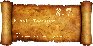 Mussil Tacitusz névjegykártya